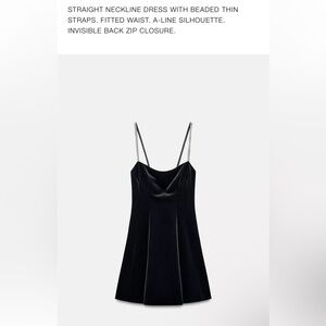 Zara straight neckline dress with beaded thin straps